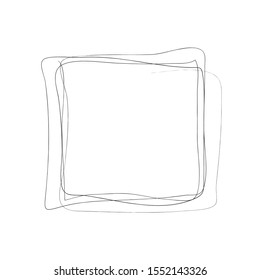 Square frame hand drawn scribbles. Vector chalk illustration
