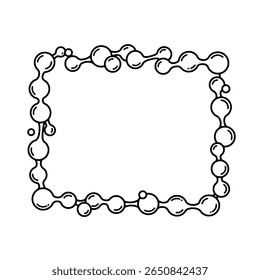 Square frame with hand-drawn stone texture. Natural pebble border sketch.
