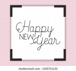 square frame with happy new year lettering