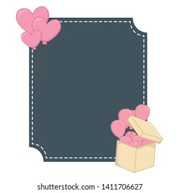 square frame and heart shaped balloons