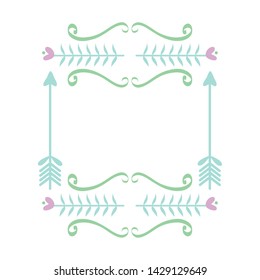 square frame with hearts decorative boho style