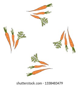 Square frame with horizontal vector carrots. Isolated wreath on white background for your design
