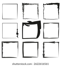 Icono de marco cuadrado. Símbolo de borde Abstractas. Vector dibujado a mano. Imagen de rincón creativo.