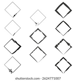 Square frame icon. Decorative border shape. Abstract graphic element. Vector corner set.