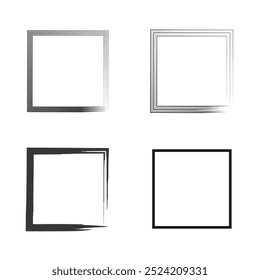 Square frame icon set. Decorative vector borders. Geometric abstract lines. Monochrome clean design.