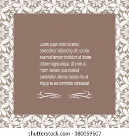 Square frame. Interesting frame with a brown backing for photos or text. The vector image.