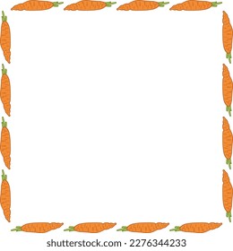 Square frame with intresting carrot on white background. Vector image.
