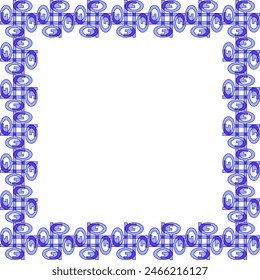 Square frame of keys in blue tones on a white background