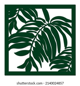 Square frame with large leaves. File for cutting and decorating. Design for home