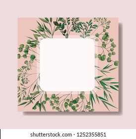 square frame with laurel leafs