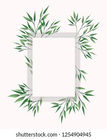 square frame with laurel leafs