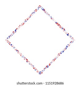 Square Frame of Liberty Symbolic Stars Confetti. 4th of July Pattern Design. Veteran Day Texture. Poster, Advertising Stars Background.