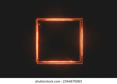 Square frame with light effects. Red frame. Vector illustration, eps