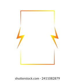 Square frame with lightning bolts, isolated on white background, vector illustration.