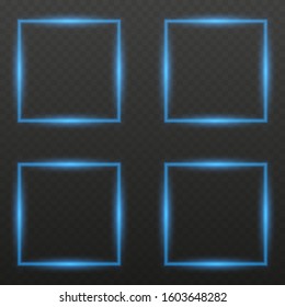 Square Frame with lights effects. Glowing neon fire wave. Shining rectangle banner. Luxury banner vector illustration.