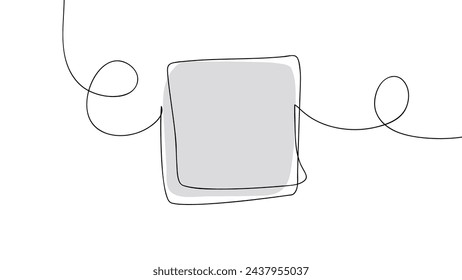 Square frame. Line art. Continuous black line. Hand drawn sketch outline. Vector illustration.