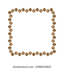Square frame made of animal paw prints with empty space for your text and images. Cute dog paw print border. Vector illustration