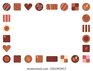 A square frame made up of bite-sized chocolate pieces.Use it as a visual for Valentine's Day!