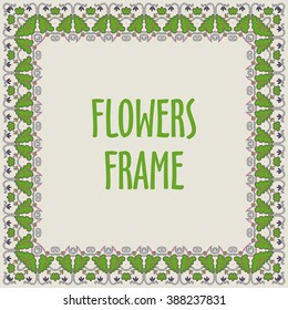 Square frame made with flowers. Place for your text.