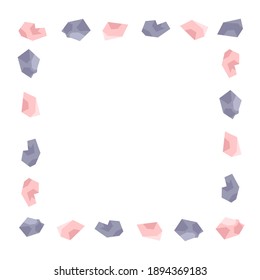 Square frame made of precious stones. Templates for invitations. Jewelry. Vector illustration isolated on white background.