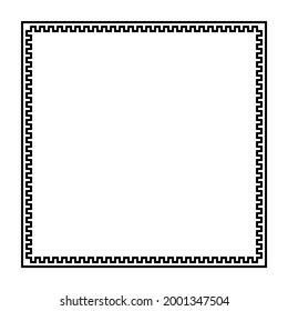 square frame with meander pattern. greek fret repeated motif. greek key. black meandros decorative border on transparent background. classic ornament. blank template. vector illustration