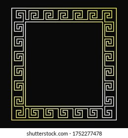square frame with meander pattern. Vector. Black background