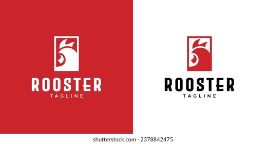 square frame minimalist rooster logo