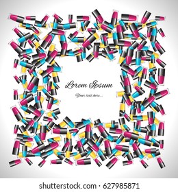 Square Frame of Multicolored Nail Polish for Beauty Design