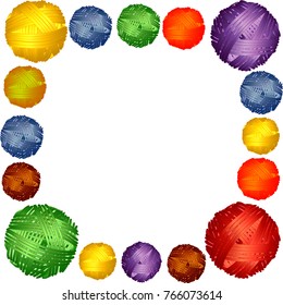 Square Frame of multi-colored wool balls