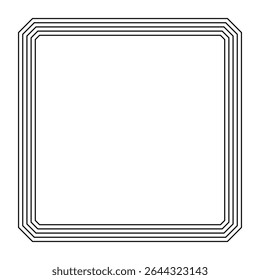Um quadro quadrado com vários contornos pretos e cantos arredondados criando um elemento de design de borda em camadas.