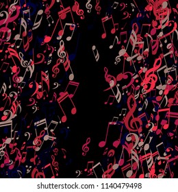Square Frame of Musical Notes. Abstract Background with Notes, Bass and Treble Clefs. Vector Element for Musical Poster, Banner, Advertising, Card. Minimalistic Simple Background.
