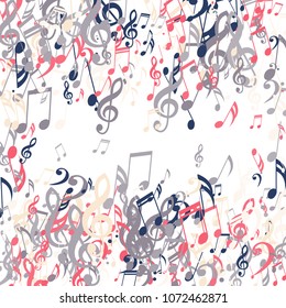 Square Frame of Musical Notes. Creative Background with Notes, Bass and Treble Clefs. Vector Element for Musical Poster, Banner, Advertising, Card. Minimalistic Simple Background.