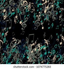 Square Frame of Musical Notes. Creative Background with Notes, Bass and Treble Clefs. Vector Element for Musical Poster, Banner, Advertising, Card. Minimalistic Simple Background.