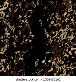 Square Frame of Musical Notes. Creative Background with Notes, Bass and Treble Clefs. Vector Element for Musical Poster, Banner, Advertising, Card. Minimalistic Simple Background.