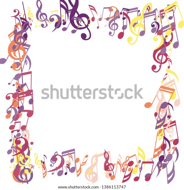 Square Frame Musical Notes Creative Background Stock Vector (Royalty ...