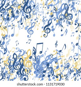 Square Frame of Musical Notes. Modern Background with Notes, Bass and Treble Clefs. Vector Element for Musical Poster, Banner, Advertising, Card. Minimalistic Simple Background.