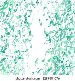 Square Frame of Musical Notes. Modern Background with Notes, Bass and Treble Clefs. Vector Element for Musical Poster, Banner, Advertising, Card. Minimalistic Simple Background.