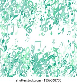 Square Frame of Musical Signs. Abstract Background with Notes, Bass and Treble Clefs. Vector Element for Musical Poster, Banner, Advertising, Card. Minimalistic Simple Background.