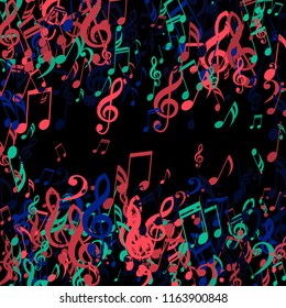 Square Frame of Musical Signs. Creative Background with Notes, Bass and Treble Clefs. Vector Element for Musical Poster, Banner, Advertising, Card. Minimalistic Simple Background.