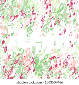 Square Frame of Musical Signs. Creative Background with Notes, Bass and Treble Clefs. Vector Element for Musical Poster, Banner, Advertising, Card. Minimalistic Simple Background.