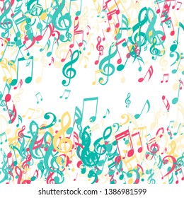 Square Frame of Musical Signs. Modern Background with Notes, Bass and Treble Clefs. Vector Element for Musical Poster, Banner, Advertising, Card. Minimalistic Simple Background.