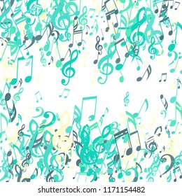 Square Frame of Musical Signs. Trendy Background with Notes, Bass and Treble Clefs. Vector Element for Musical Poster, Banner, Advertising, Card. Minimalistic Simple Background.