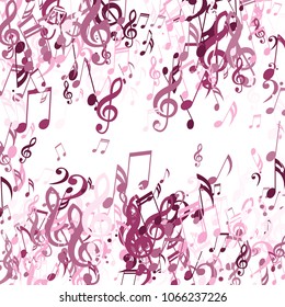 Square Frame of Musical Symbols. Creative Background with Notes, Bass and Treble Clefs. Vector Element for Musical Poster, Banner, Advertising, Card. Minimalistic Simple Background.