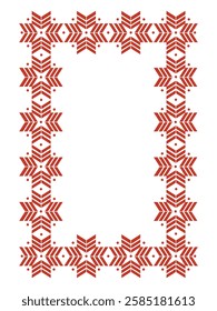 Square frame in Nordic pattern design, traditional knitted print. Hand drawn isolated vector illustration