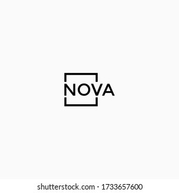 square frame nova letter  logo design with black and white colors.