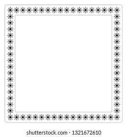 Square frame with octagonal stars ornament. Vector illustration isolated on a white background.