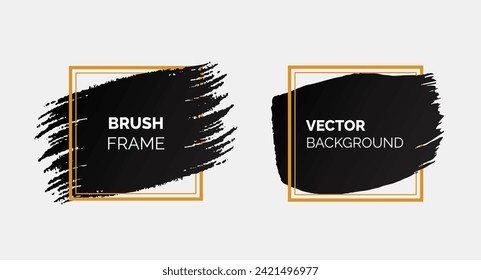 Square frame on black paint brush stroke and grunge texture. Square frames for banner, flyer, poster and background with space for text