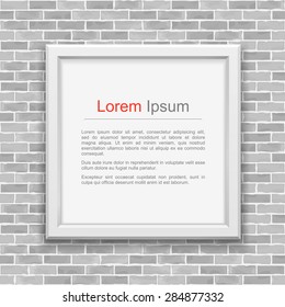Square frame on brick wall, vector eps10 illustration