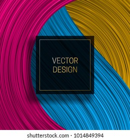 Square frame on colorful dynamic background. Trendy packaging design or cover template.