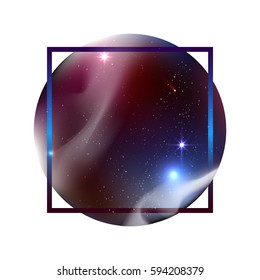 Square frame on cosmos background. Place for your text or headline. Vector illustration